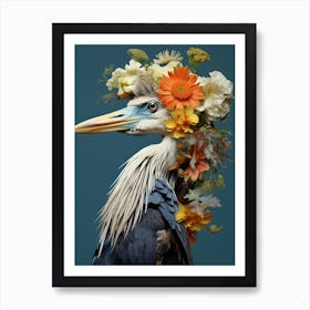 Bird With A Flower Crown Great Blue Heron 1 Art Print