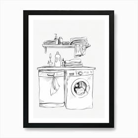 Washer and Dryer Duo line drawing Art Print