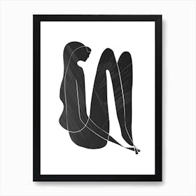 Nude Figure Black And White Art Print