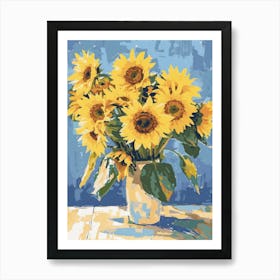Sunflowers Flowers On A Table   Contemporary Illustration 1 Art Print