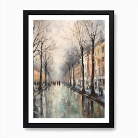 Winter City Park Painting St Stephens Green Dublin 2 Art Print