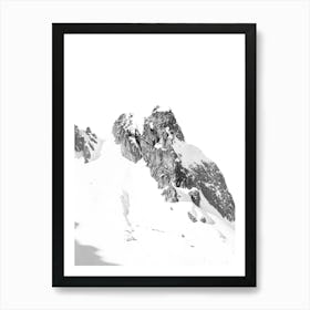 Snowy Mountain Top Black and White Minimalist Art Print Art Print