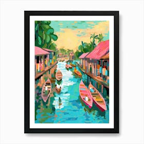 Bangkok Thailand Floating Market Travel Housewarming Painting Poster