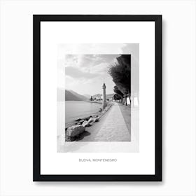 Poster Of Budva, Montenegro, Black And White Old Photo 4 Art Print