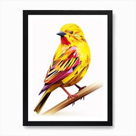 Colourful Geometric Bird Yellowhammer 1 Art Print