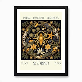 Scorpio William Morris Zodiac Astral Sign Art Print