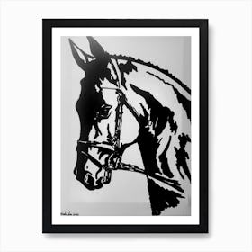 horse power (balck and white horse) Art Print