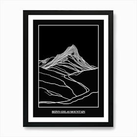 Beinn Ghlas Mountain Line Drawing 2 Poster Art Print