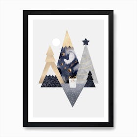 Christmas Mountains Art Print