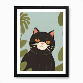 The Mischievous Black Cat In The Jungle Art Print