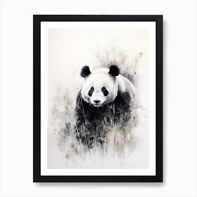 Panda Art In Sumi E (Japanese Ink Painting) Style 1 Art Print