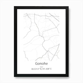 Gonohe,Japan Minimalist Map Art Print