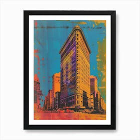 Flatiron Building New York Colourful Silkscreen Illustration 1 Art Print