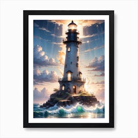 A Lighthouse In The Middle Of The Ocean 3 Art Print