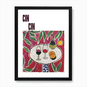 Cin Cin Poster Wine With Friends Matisse Style 5 Art Print