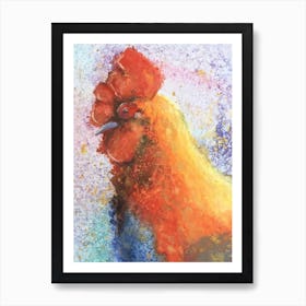 Watercolour Rooster Affiche