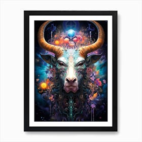 Psychedelic Cow Art Print