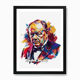 Winston Churchill 01 Portrait WPAP Pop Art Art Print