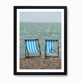 Deck Chairs On The Beach Art Print