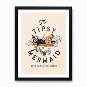 Tipsy Mermaid Dive Bar Art Print