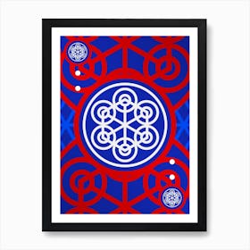 Geometric Abstract Glyph in White on Red and Blue Array n.0011 Art Print