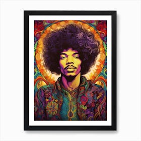 Jimi Hendrix Vintage Psycedellic 14 Art Print