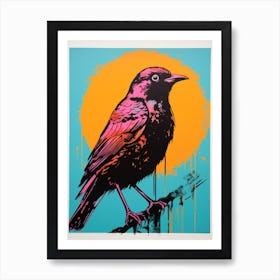 Andy Warhol Style Bird Blackbird 1 Art Print