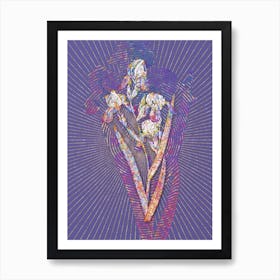 Geometric Elder Scented Iris Mosaic Botanical Art on Veri Peri n.0330 Art Print