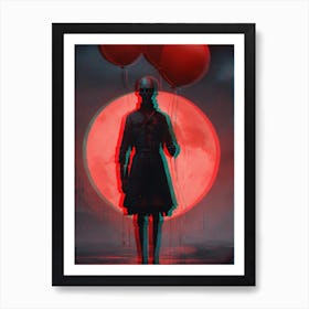 Girl With Red Balloons Art Print