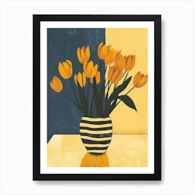 Tulip Flowers On A Table   Contemporary Illustration 1 Art Print