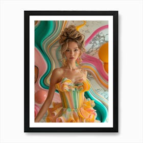 Girl In A Colorful Dress 3 Art Print