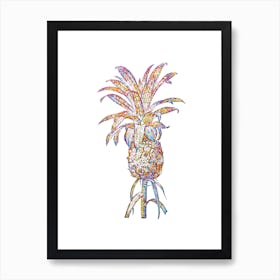 Stained Glass Pineapple Mosaic Botanical Illustration on White Art Print