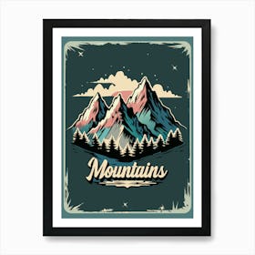 Vintage Mountains Sign Art Print