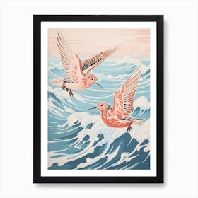 Vintage Japanese Inspired Bird Print Dunlin 2 Art Print