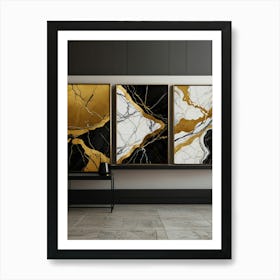 Gold And Black Marble Wall Art 2 Art Print