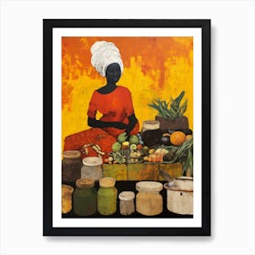 African Cuisine Matisse Inspired Illustration9 Art Print