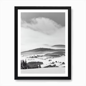 Mont Tremblant, Canada Black And White Skiing Poster Art Print