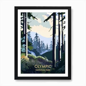 Olympic National Park Matisse Style Vintage Travel Poster 1 Art Print