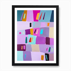 Modern Squares Print Purple & Neutrals Art Print