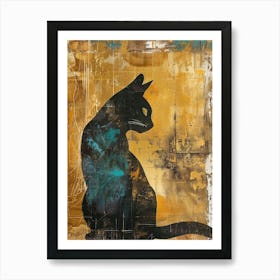 Cat Gold Effect Collage 2 Art Print