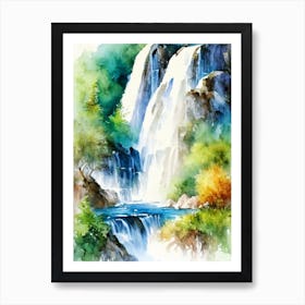 Zrmanja Waterfalls, Croatia Water Colour  (1) Art Print