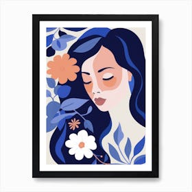 Illustration Of A Woman With Flowers Art Print