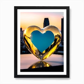 Glass Heart With Gold Art Print