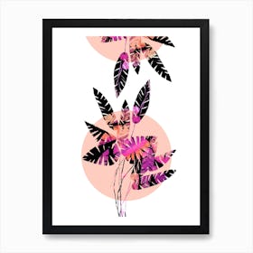 Pink Plants On Coral Art Print