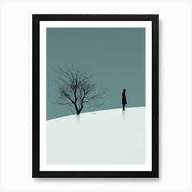 Man In The Snow, Minimalism Art Print