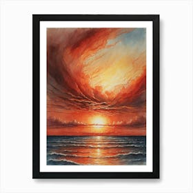 Sunset Over The Ocean 1 Art Print