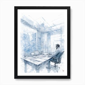 Man At Desk Art Print