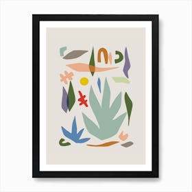 Small Leaves Cut Out In Grey Art Print