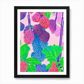 Marionberry Risograph Retro Poster Fruit Art Print