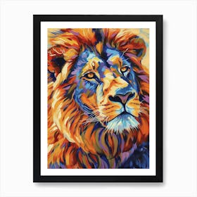 Transvaal Lion Portrait Close Up Fauvist Painting 4 Art Print